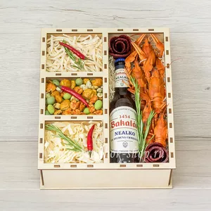 Мужской подарочный бокс с раками, пивом и кальмарами - №574
